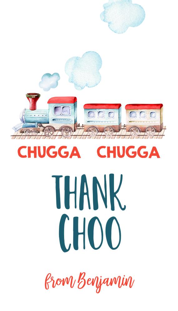 Vintage Train Birthday Favor Tags - Editable Chugga Chugga Choo Choo Thank You