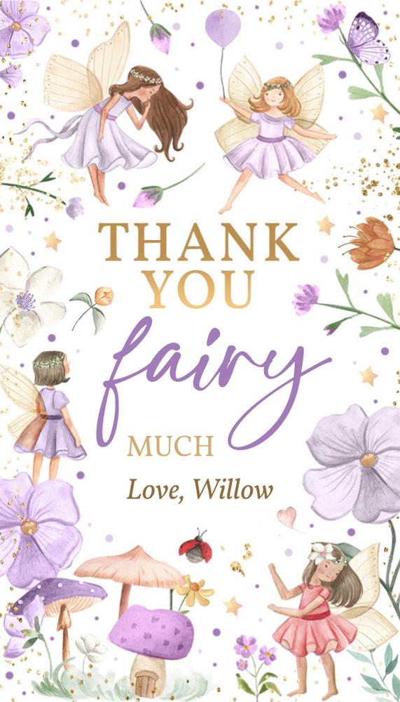 Editable Fairy Birthday Party Luggage Tag & Favor Tag Canva Template