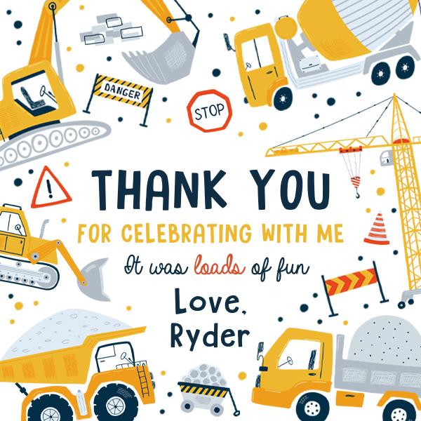 Construction Birthday Favor Tags | Editable Canva Dump Truck Digger Tags
