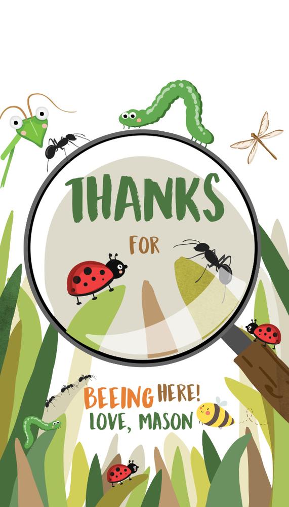 Editable Bug Birthday Favor Tags - Insect Party Thank You Labels - Canva Template
