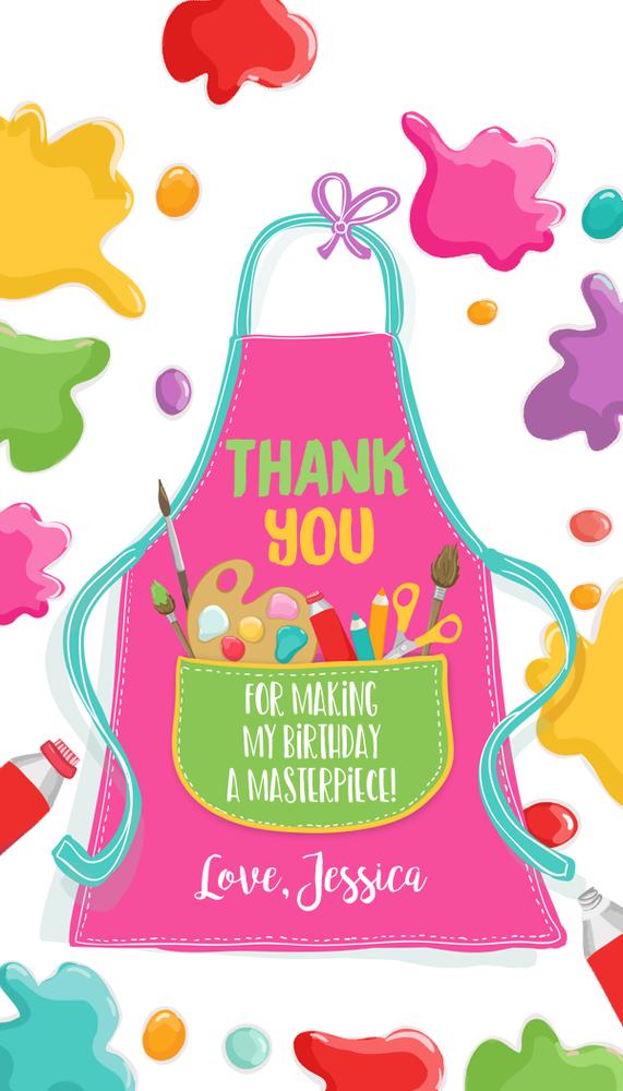 Pink Art Party Favor Tags | Editable Painting Birthday Thank You Gift Tags