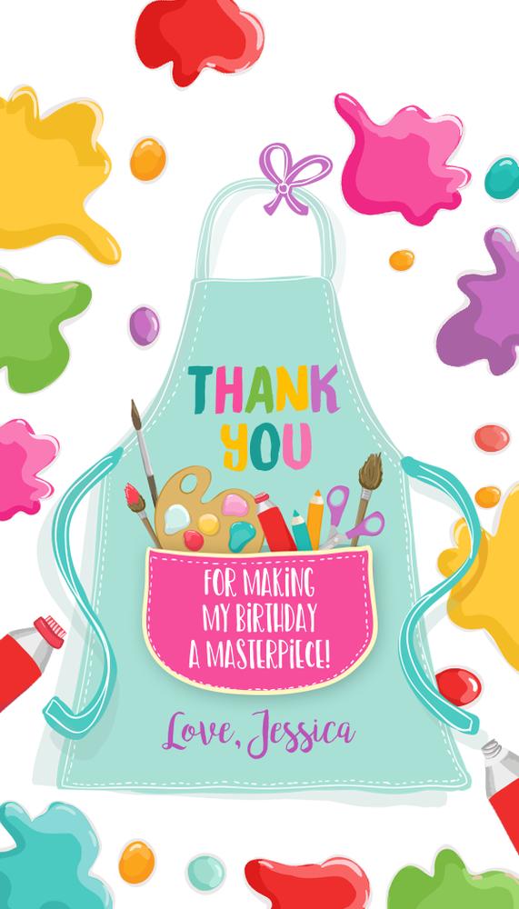 Pink Art Party Favor Tags - Editable Canva Birthday Gift Tag Template
