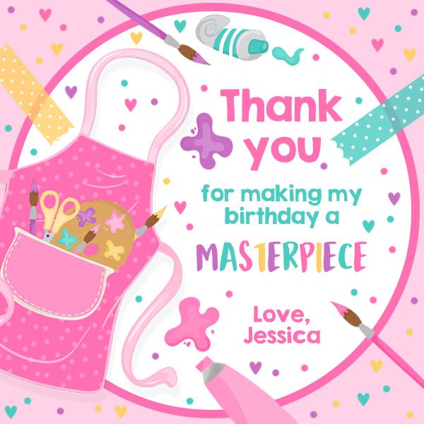 Pink Art Party Birthday Favor Tags | Editable Canva Painting Gift Label