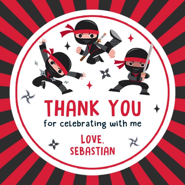 Ninja Birthday Favor Tags | Editable Karate & Martial Arts Party Labels