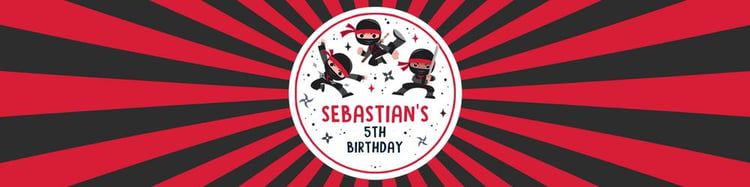 Editable Ninja Birthday Water Bottle Labels - Martial Arts Karate Party Wraps