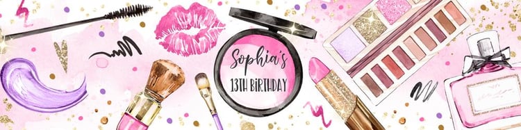 Editable Spa Makeup Party Water Bottle Labels | Pink Purple Gold Glitz & Glam