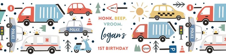 Transportation Birthday Water Bottle Labels | Editable Canva Template