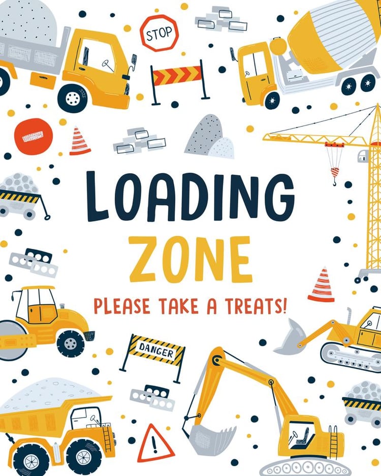 Construction Loading Zone Birthday Sign - Editable Canva Dump Truck Decor