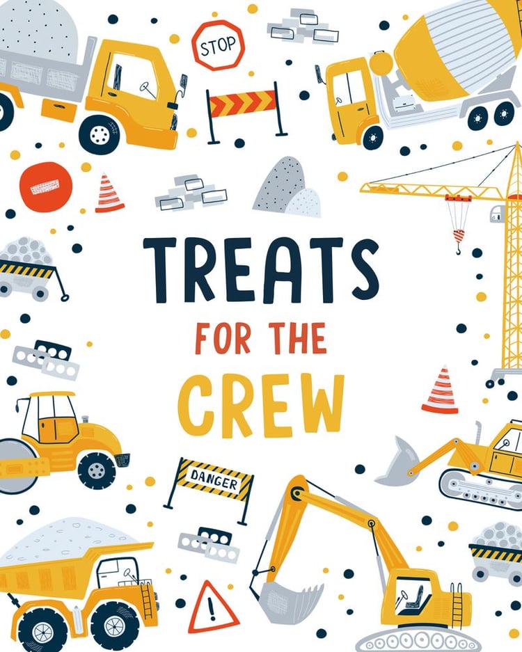 Construction Birthday Treats Sign | Editable Dump Truck Crew Decor Template