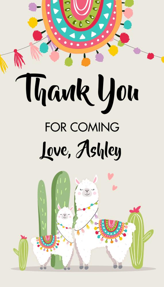 Editable Llama & Cactus Favor Tags | Boho Fiesta Birthday & Baby Shower Template