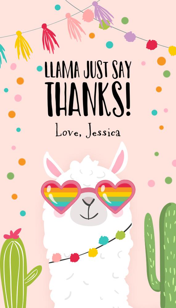 Editable Pink Llama Favor Tags - Birthday Fiesta Thank You Tags Canva Template
