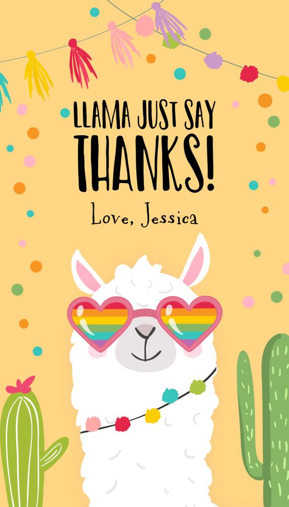 Editable Llama Birthday Favor Tags - Yellow Fiesta Alpaca Thank You Tags