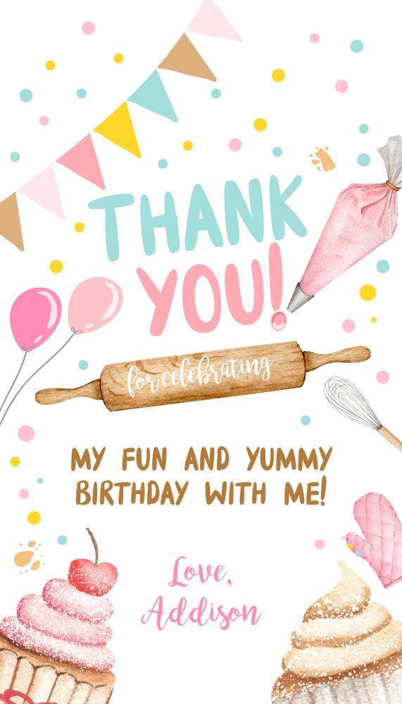 Editable Baking Birthday Favor Tags | Kids Cupcake Party Thank You Label