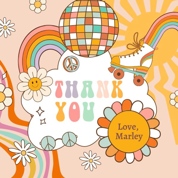 Retro Roller Skating Birthday Favor Tag | Editable Girls Party Sticker Template