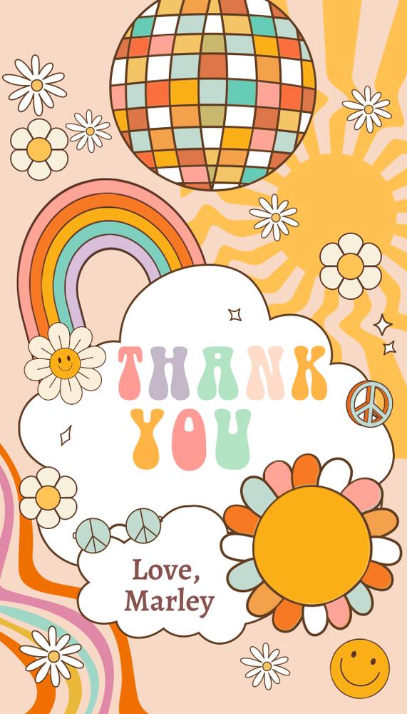Editable Groovy Birthday Favor Tags | Retro Flower Power Canva Template