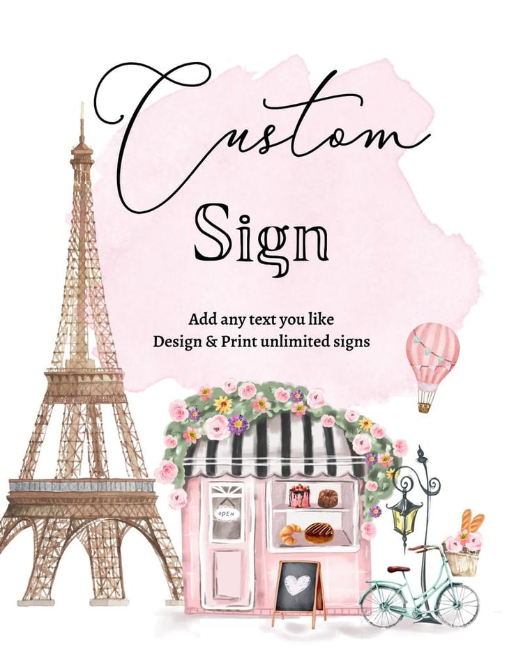 Paris Patisserie Custom Sign | Editable Canva Template 8x10 | French Cafe Decor