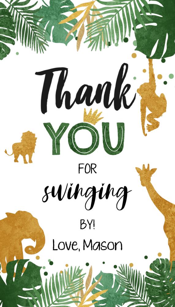 Safari Animals Favor Tags | Editable Jungle Thank You Labels | Wild One