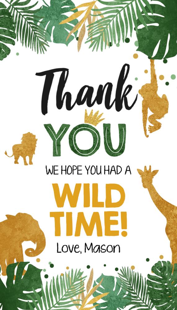 Safari Animals Favor Tags | Wild One Birthday Thank You Labels | Canva Template