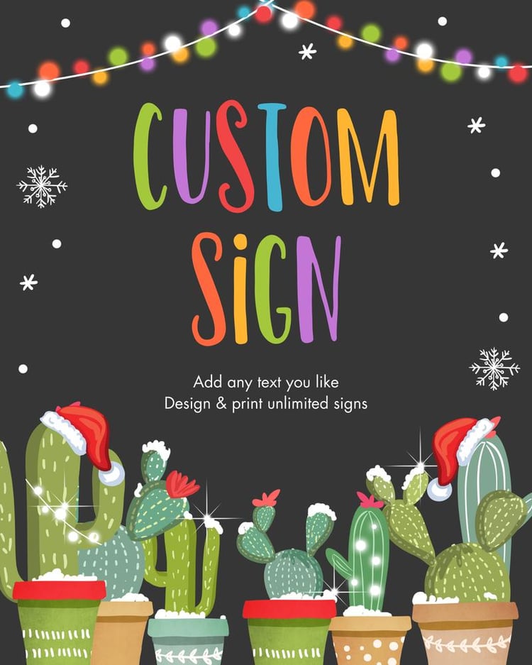 Editable Fiesta Christmas Table Sign | Mexican Holiday Party Decor 8x10 Template