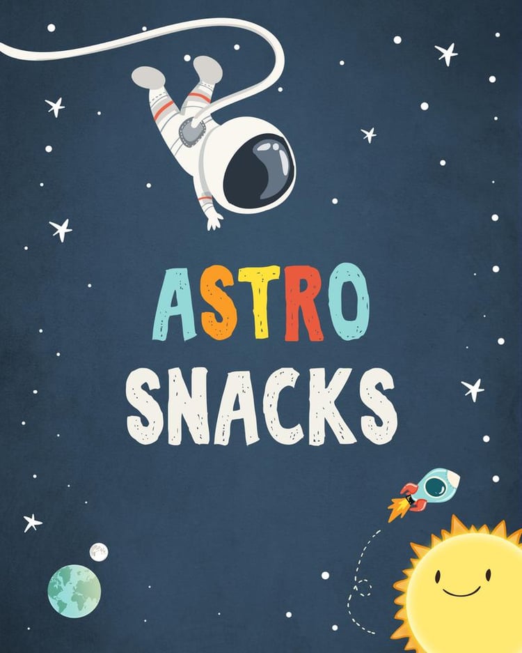 Outer Space Birthday Party Food Sign | Editable Astronaut Snack Table Decor