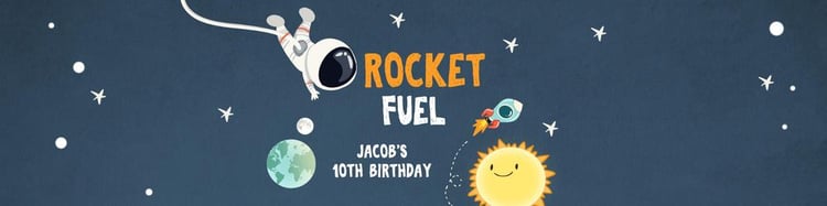 Astronaut Space Water Bottle Labels | Editable Rocket Fuel Drink Wraps