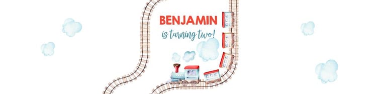 Train Water Bottle Labels | Red Blue Chugga Chugga Two Two Birthday Template