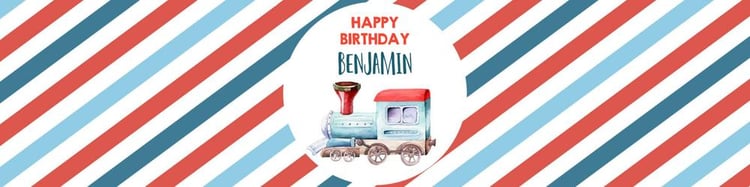 Editable Train Water Bottle Labels | Red Blue Boy Birthday Party Decor