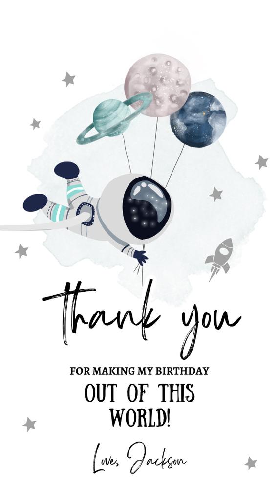 Editable Astronaut Favor Tags - Outer Space Birthday Thank You Labels