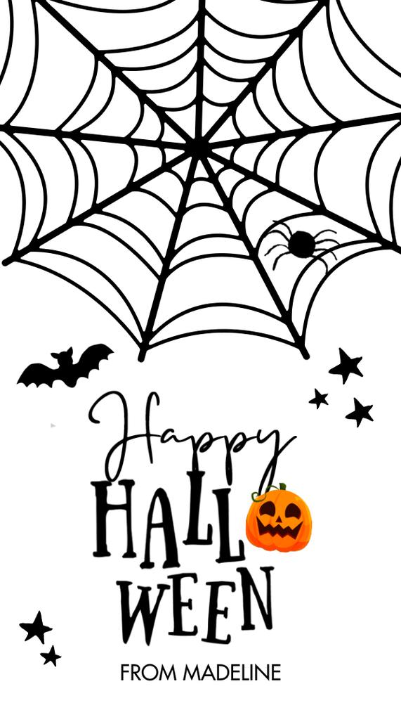 Editable Halloween Spiderweb Gift Tags | Personalized Canva Favor Tag Template