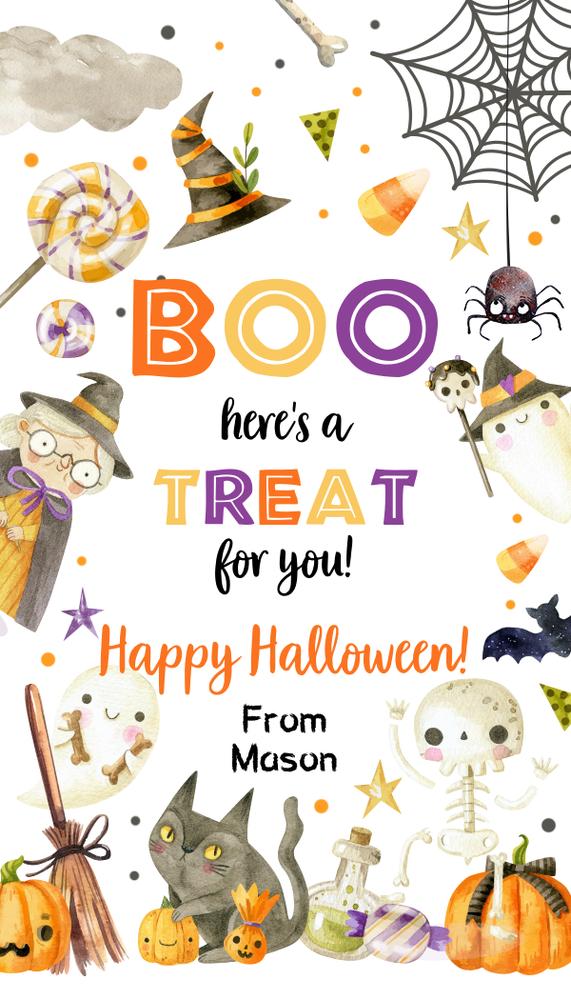 Editable Halloween Favor Tags | Boo Ghost Gift Tags | Canva Template