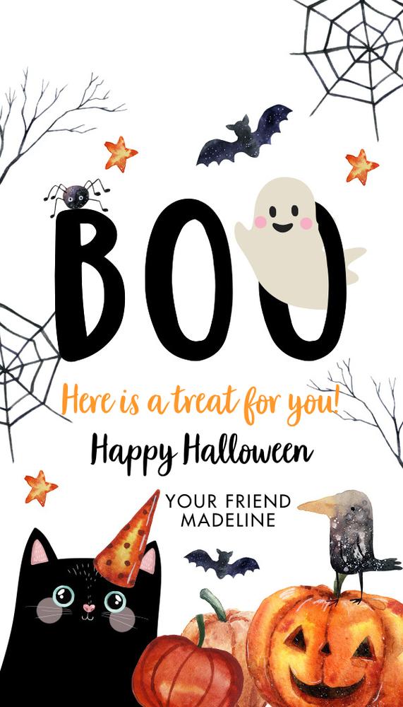 Editable Halloween Gift Tags | Boo & Costume Party Favor Tags Canva Template