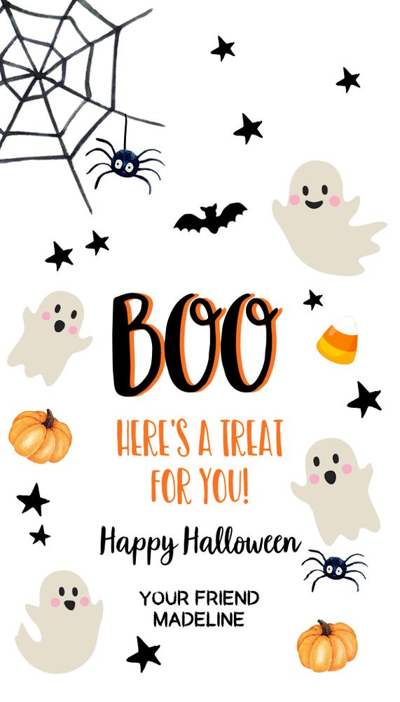 Editable Halloween Favor Tags | Boo Gift Tag & Costume Party Label Canva