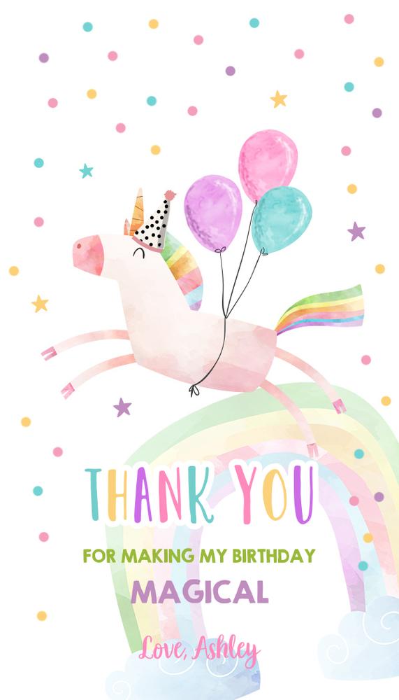 Editable Unicorn Birthday Favor Tags | Rainbow Party Parade Gift Tag Canva