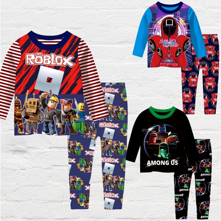 Two-piece kids pajamas set with playful character themed design