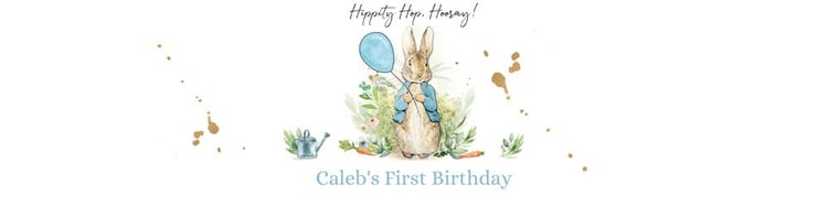 Editable Peter Rabbit Water Bottle Labels | Rustic Blue Bunny Birthday Template