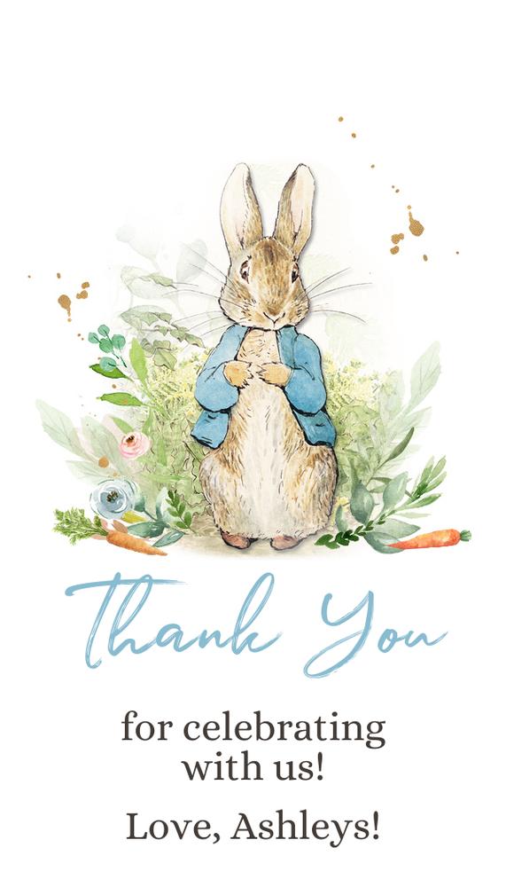Peter Rabbit Baby Shower Favor Tags | Editable Canva Template | Watercolor Bunny