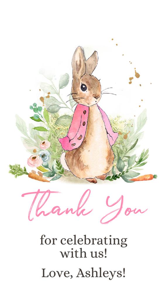 Pink Flopsy Bunny Baby Shower Favor Tags | Editable Canva Template