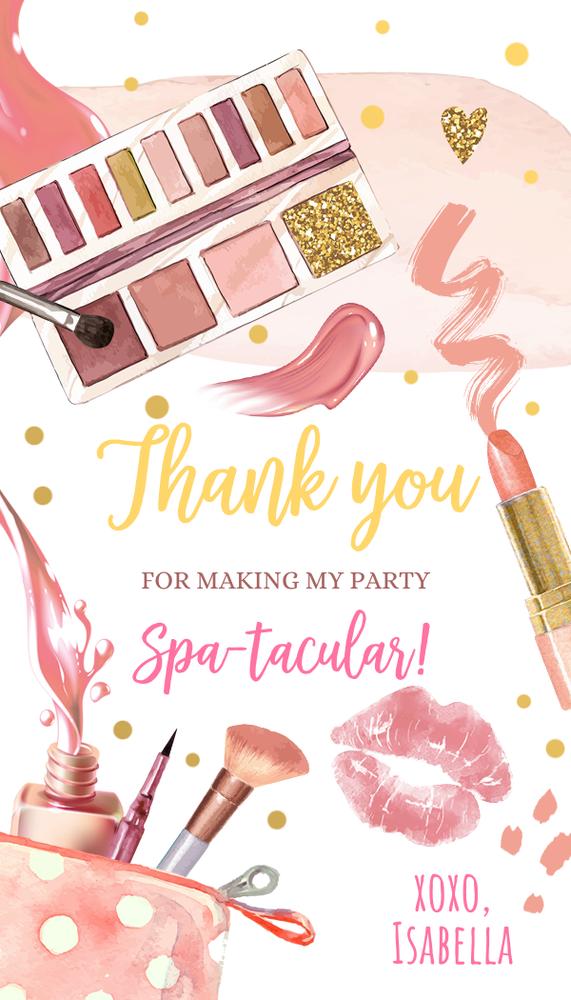Editable Spa Party Favor Tags - Glam Pink Makeup Birthday Thank You Tag