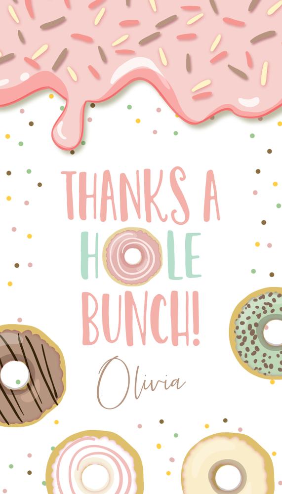 Pink Donut Birthday Favor Tags | Editable Canva Template | A Hole Bunch of Fun