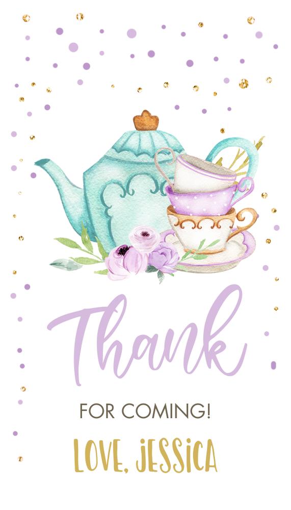 Editable Tea for Two Favor Tags | Tea Party Birthday Thank You Tag Canva