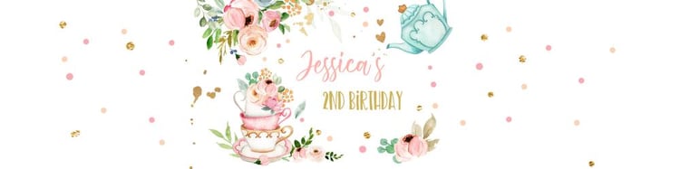 Tea Party Birthday Water Bottle Labels | Editable Floral Tea for Two Wraps