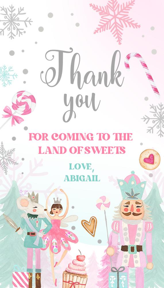 Nutcracker Birthday Favor Tag | Editable Land of Sweets Thank You Tag | Canva
