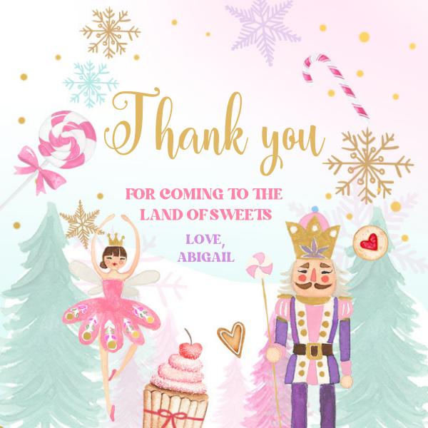 Nutcracker Favor Tags | Editable Land of Sweets Birthday Thank You Tag