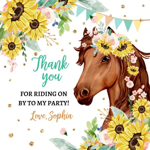 Editable Cowgirl Horse Birthday Favor Tags | Pink Floral Sunflower Canva Template
