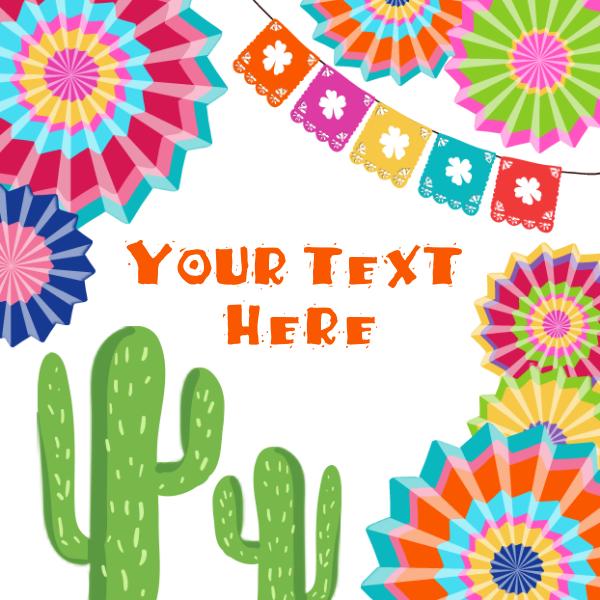 Editable Fiesta Cactus Favor Tags - Mexican Succulent Stickers Canva Template