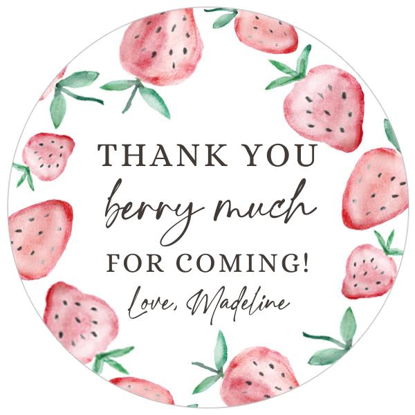 Strawberry Birthday Favor Tags - Editable Canva Gift Label Berry First Birthday