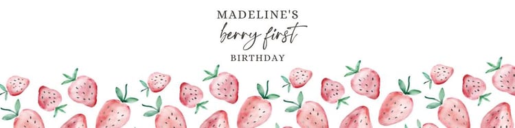 Strawberry Water Bottle Labels | Berry Sweet 1st Birthday Canva Template
