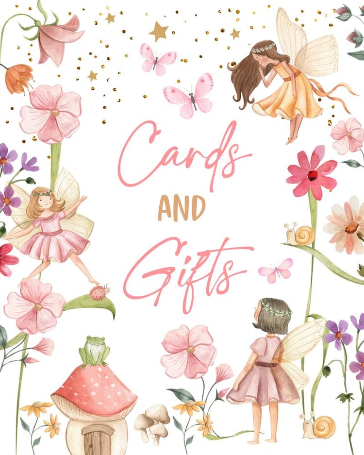 Fairy Birthday Cards and Gifts Sign | Editable Canva Magical Garden Decor
