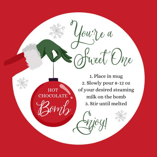 Editable Hot Chocolate Bomb Tags | Christmas Holiday Favor Tags Canva Template
