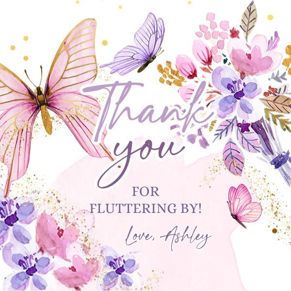 Editable Butterfly Favor Tags - Floral Birthday & Baby Shower Template